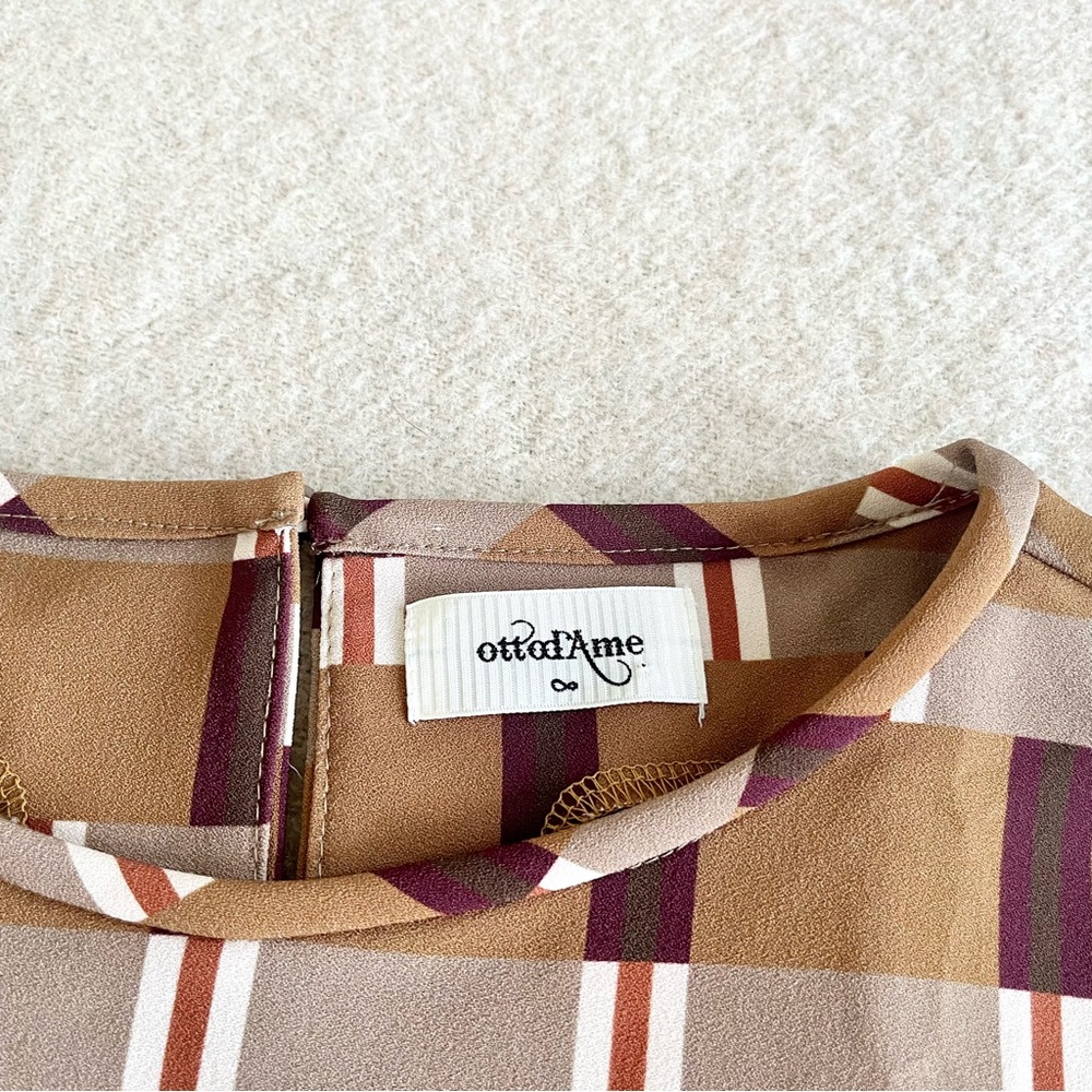 Ottod'ame brown dress w/retro geometric pattern - Picture 5 of 10